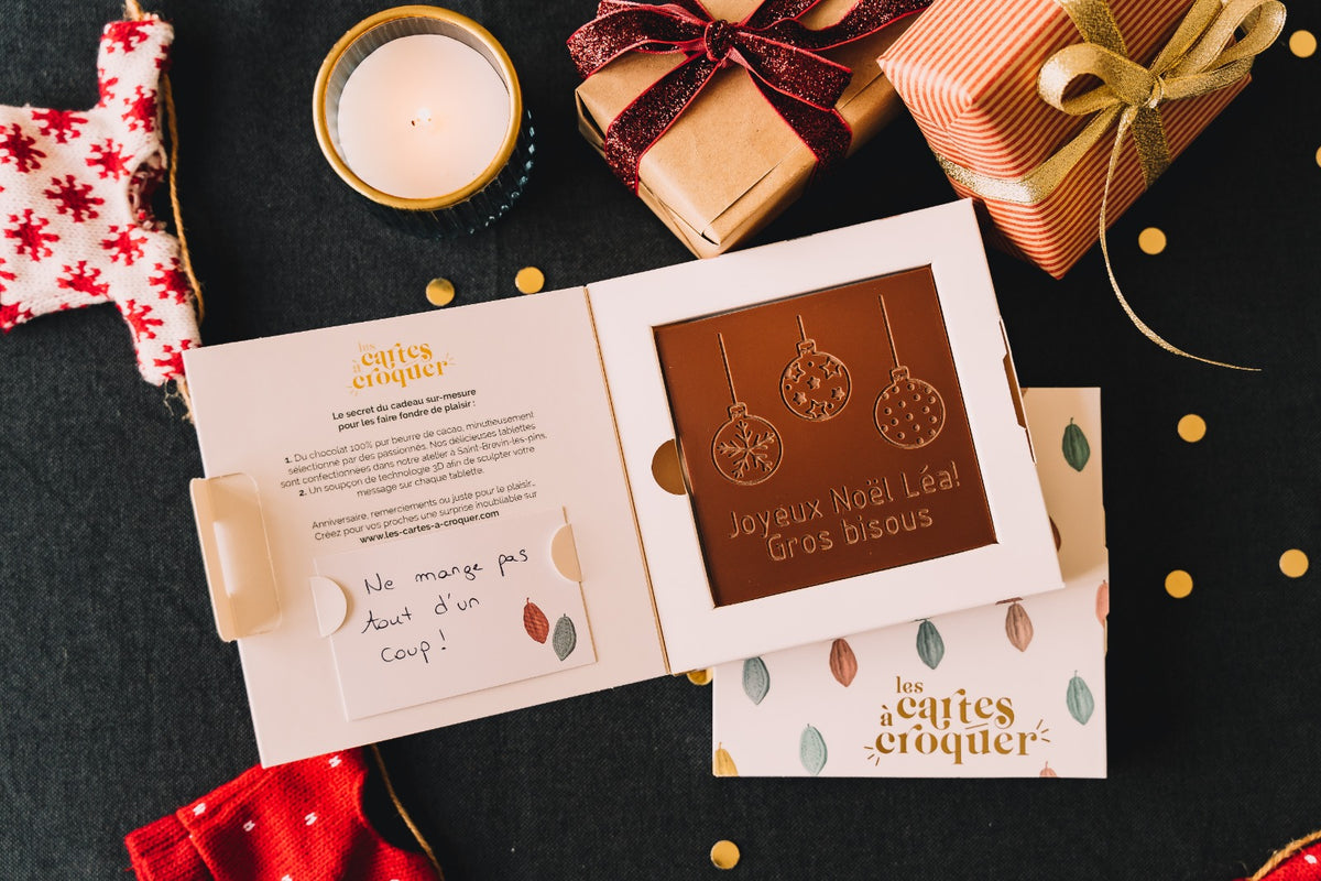 Cartes en chocolat personnalisées, un cadeau de Noël made in France – Les  Cartes à Croquer