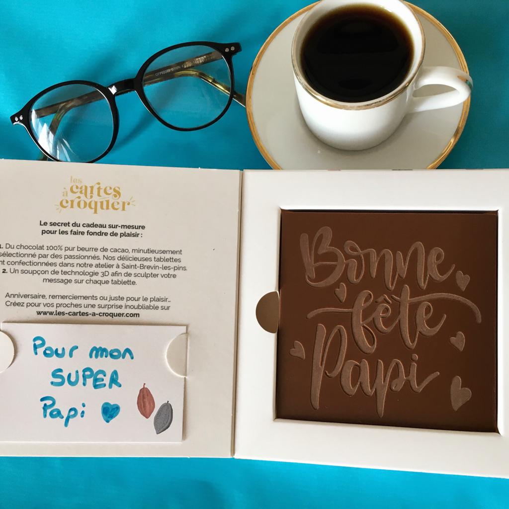 Coffret cadeau « I ♥ Dad » en chocolat noir | Idée cadeau à offrir pour la  fête des pères | Coffret en bois réutilisable | Homme| Grand-père 