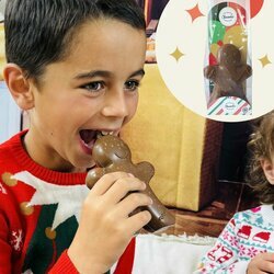 Bonhomme en chocolat lait de no�l aux �clats de noisettes