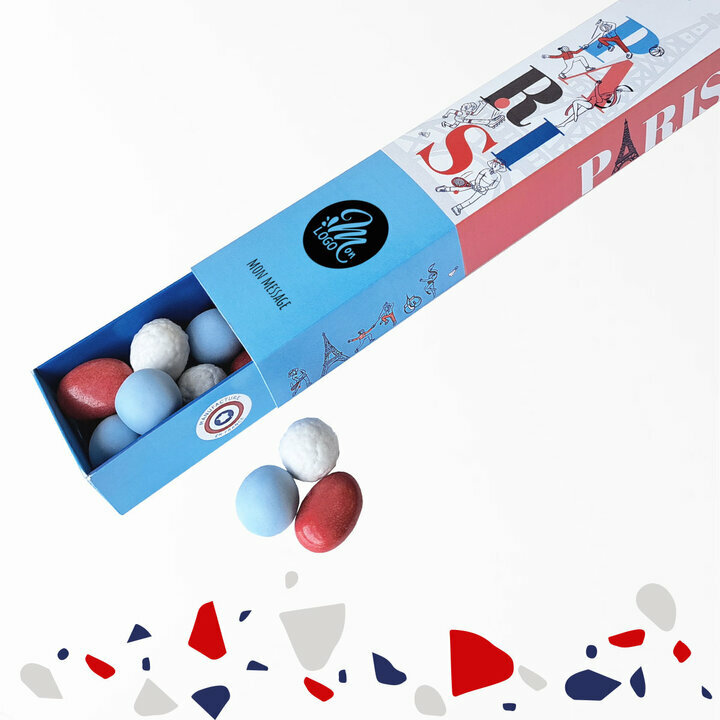 Boîte Stick PARIS SPORTS entreprise Coffret Stick Collection Paris Sport composé de gourmandises chocolatées et croustillantes