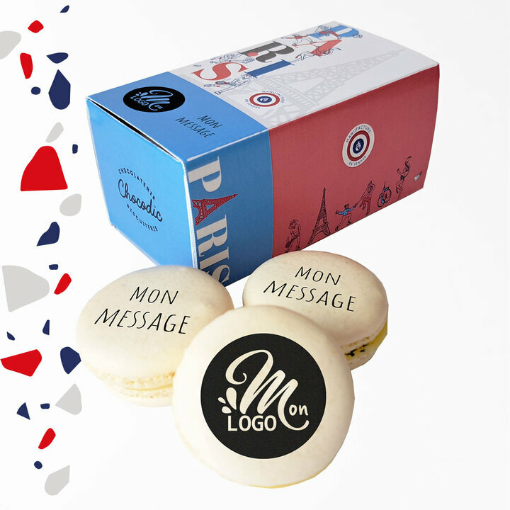 6 macarons personnalis�s avec votre message et votre logo
