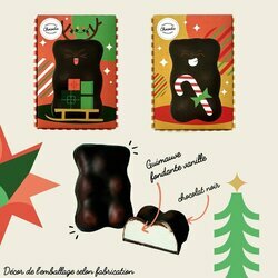 Ourson Guimauve de No�l Chocolat Noir