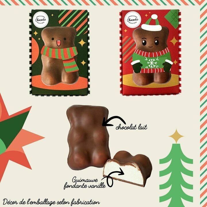 Ourson Guimauve de No�l Chocolat Lait