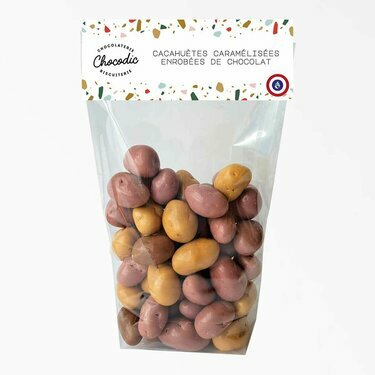 Sachet de No&euml;l de Cacahu&egrave;tes Caram&eacute;lis&eacute;es enrob&eacute;es de Chocolat