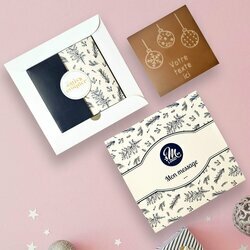 Carte � Croquer Boules de No�l - Entreprise th�me feuillage bleu