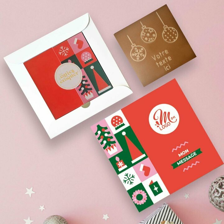 Carte � Croquer Boules de No�l - Entreprise th�me Pop Rouge