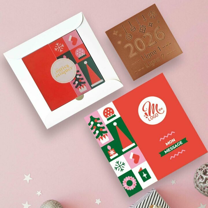 Carte à Croquer Modèle 2026 - Collection Noël Entreprise Carte à Croquer Modèle 2026 - Collection Noël Entreprise thème Pop Rouge