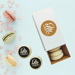 Bo�te de 4 macarons personnalis� entreprise sur le th�me or