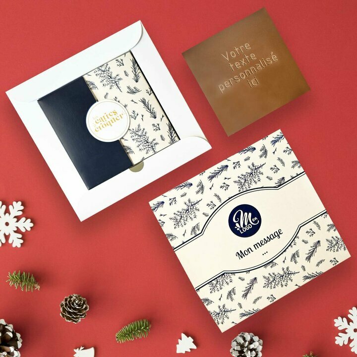 Carte � Croquer Message - Collection No�l Entreprise th�me Feuillage Bleu