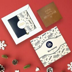 Carte � Croquer Message - Collection No�l Entreprise th�me Feuillage Bleu