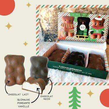 Coffret 3 Oursons guimauve - No&euml;l