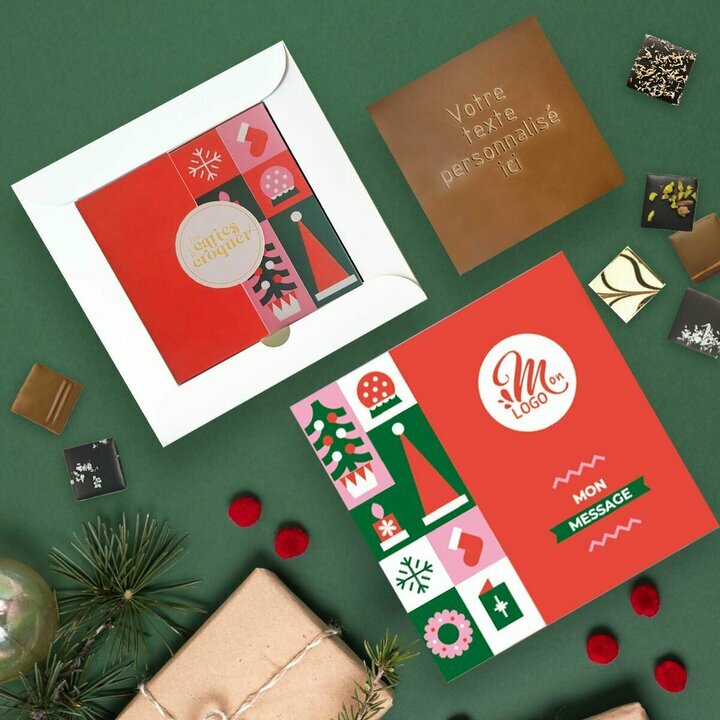 Coffret Duo Carte � Croquer Message - Collection No�l Entreprise th�me Pop Rouge