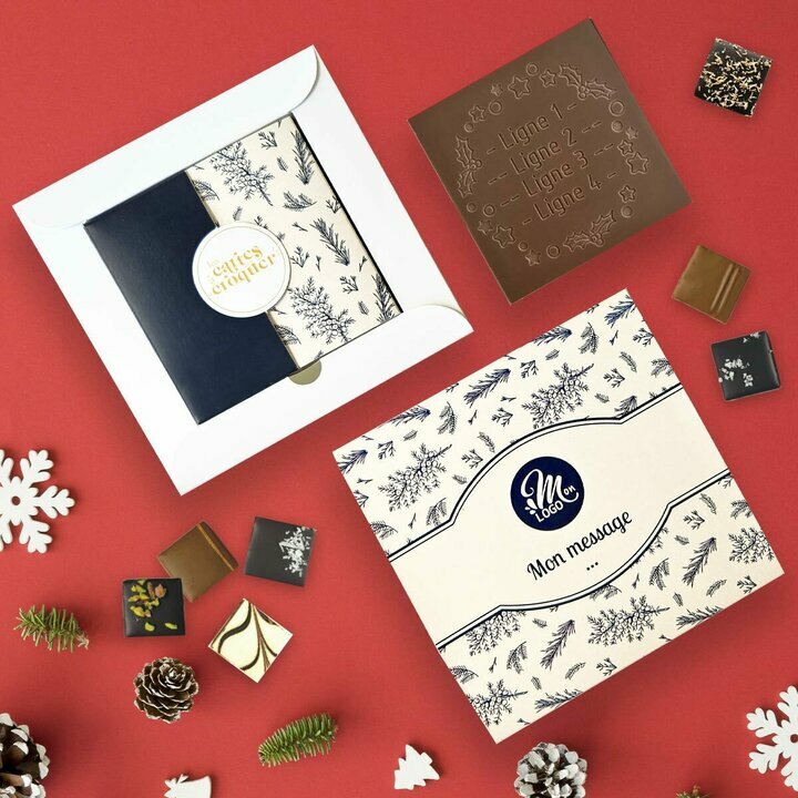 Coffret Duo Carte � Croquer Couronne de f�te - Collection No�l Entreprise th�me Feuillage Bleu