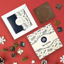 Coffret Duo Carte � Croquer Couronne de f�te - Collection No�l Entreprise th�me Feuillage Bleu