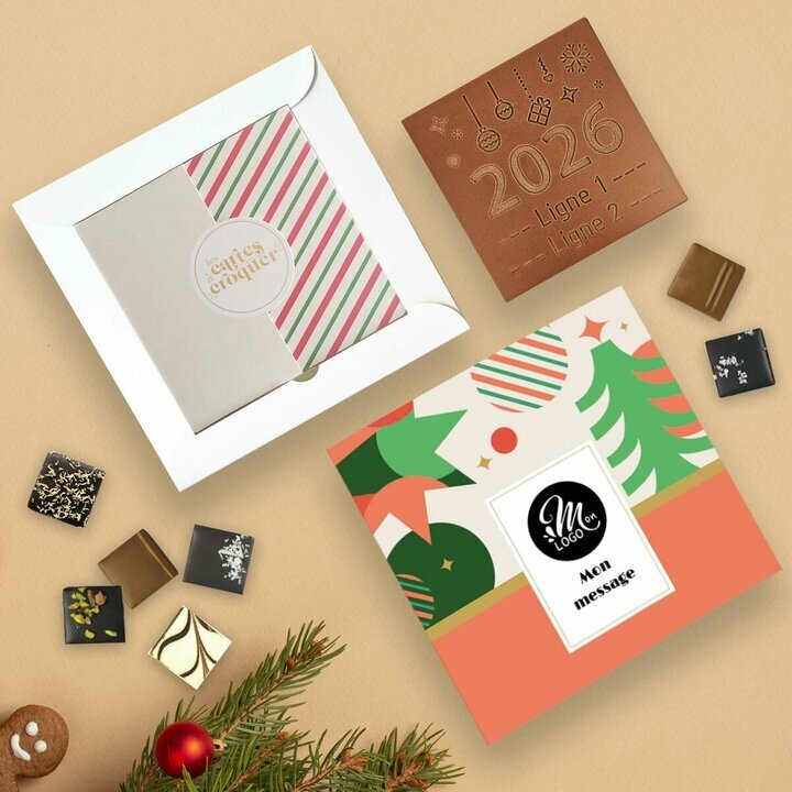 Coffret Duo Carte � Croquer 2026 - Collection No�l Entreprise th�me No�l G�om�trique