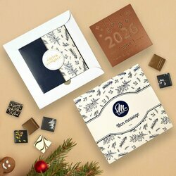 Coffret Duo Carte � Croquer 2026 - Collection No�l Entreprise th�me Feuillage Bleu