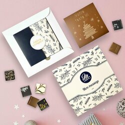 Coffret Duo Carte à Croquer Sapin - Collection Noël Entreprise Coffret Duo Carte à Croquer Sapin - Collection Noël Entreprise thème Feuillage Bleu