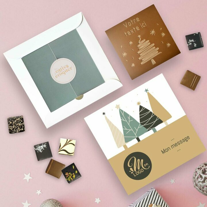 Coffret Duo Carte à Croquer Sapin - Collection Noël Entreprise Coffret Duo Carte à Croquer Sapin - Collection Noël Entreprise thème Forêt de Sapins