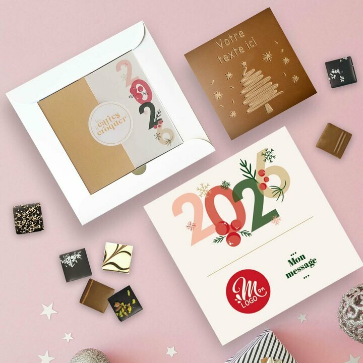 Coffret Duo Carte à Croquer Sapin - Collection Noël Entreprise Coffret Duo Carte à Croquer Sapin - Collection Noël Entreprise thème Typo Festive