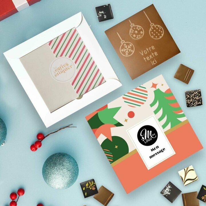 Coffret Duo Carte � Croquer Boules de No�l - Collection No�l Entreprise th�me No�l g�om�trique