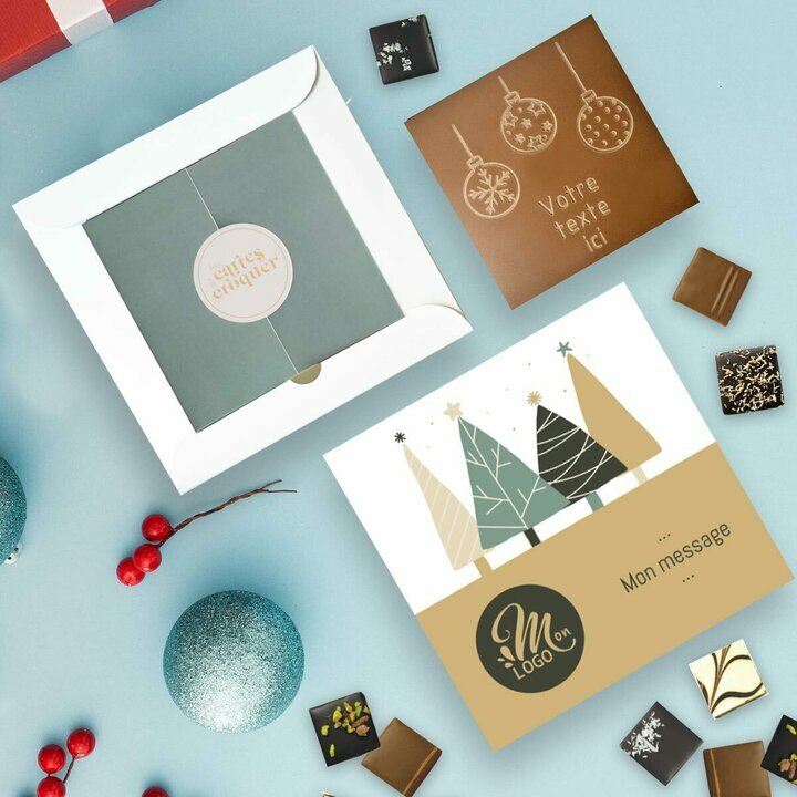 Coffret Duo Carte � Croquer Boules de No�l - Collection No�l Entreprise th�me For�t de Sapins