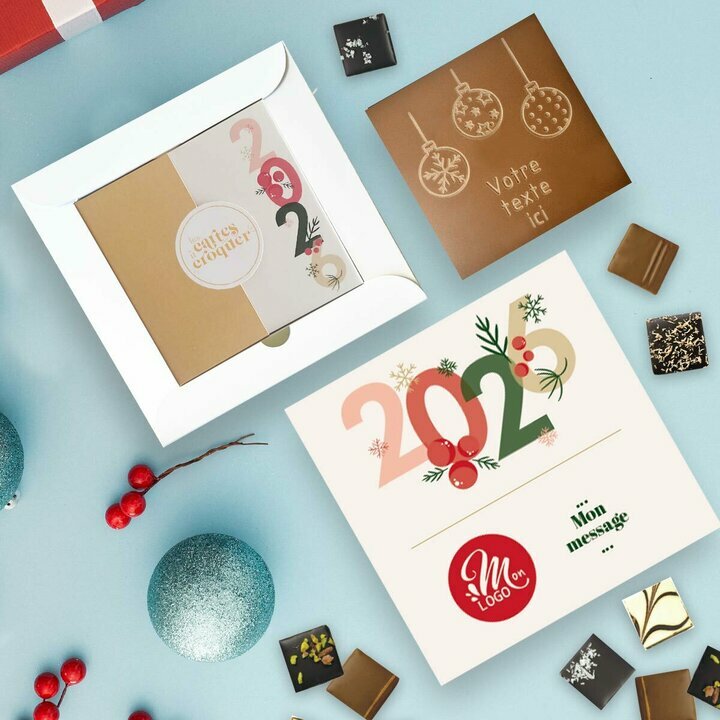 Coffret Duo Carte � Croquer Boules de No�l - Collection No�l Entreprise th�me Typo Festive