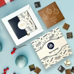 Coffret Duo Carte � Croquer Boules de No�l - Collection No�l Entreprise th�me Feuillage Bleu