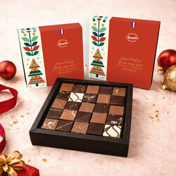 Coffret Luxe Pralinés - Noël Coffret Luxe personnalisé de chocolats pralinés de Noël
