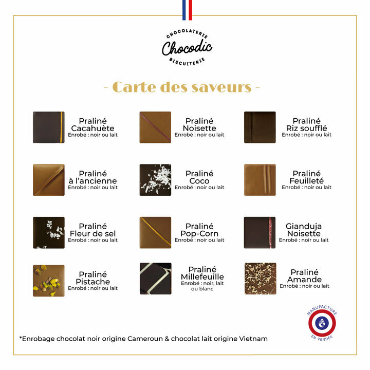 Coffret Luxe Pralinés - Noël Carte des saveurs : Coffret Pralinés - Noël