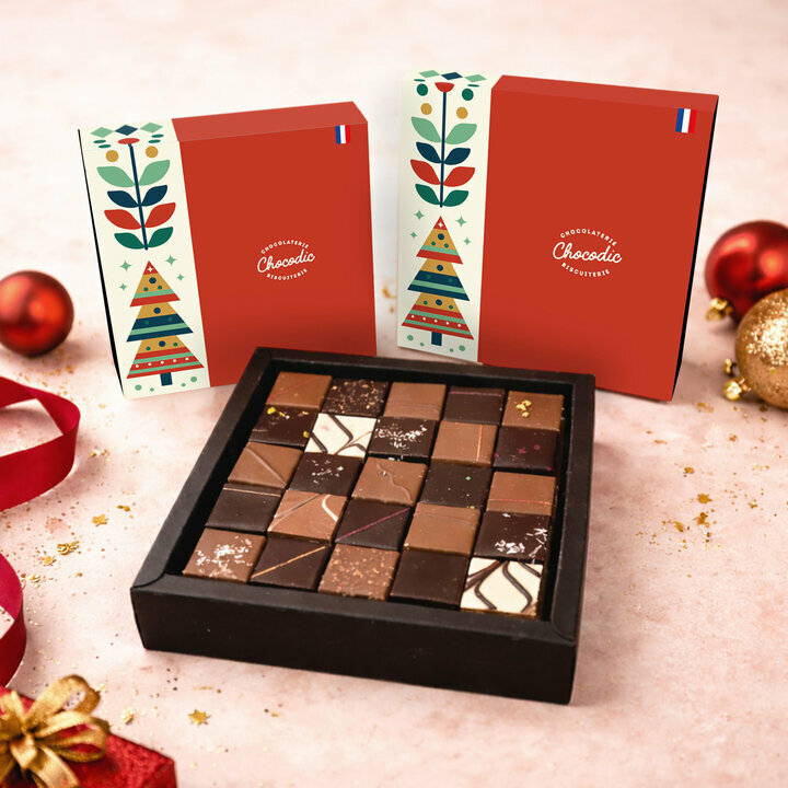 Coffret Luxe Pralinés - Noël Coffret Luxe de chocolats pralinés de Noël