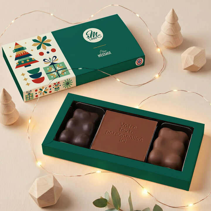 Coffret Douceur Carte à Croquer Message - Collection Noël Entreprise Coffret Douceur Carte à Croquer Message - Collection Noël Entreprise thème Noël Géométrique