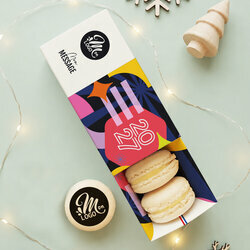 Coffret 4 macarons personnalis�s - Collection No�l Entreprise th�me Nouvelle Ann�e