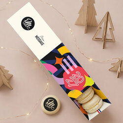 Coffret 8 macarons personnalis�s - Collection No�l Entreprise th�me Nouvelle Ann�e