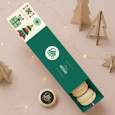 Coffret 8 macarons personnalis&eacute;s - Collection No&euml;l Entreprise