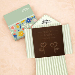 Carte � Croquer - Mod�le Fleurs Coeurs Chocolat Noir Enveloppe Mod�le Fleurs