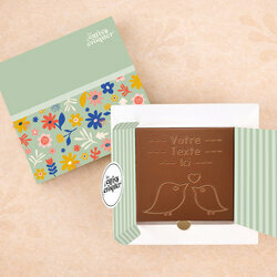 Carte � Croquer - Mod�le Love Birds Chocolat Lait Coffret Mod�le Fleurs