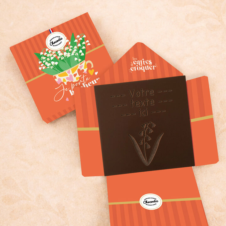 Carte à Croquer - Modèle Brin de Bonheur Carte à Croquer - Modèle Brin de Bonheur Chocolat Noir Enveloppe Modèle Muguet