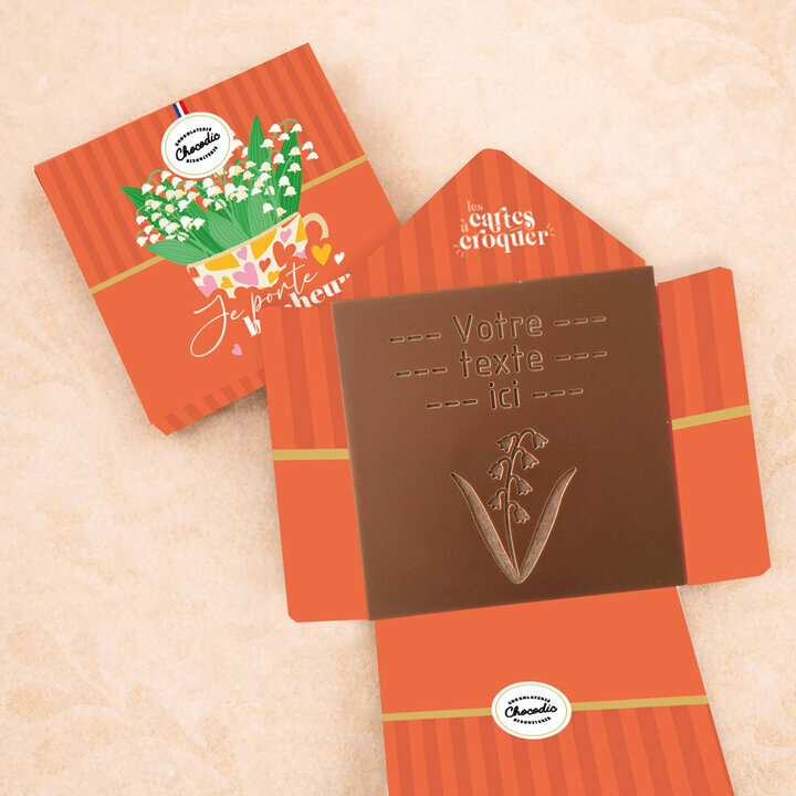 Carte à Croquer - Modèle Brin de Bonheur Carte à Croquer - Modèle Brin de Bonheur Chocolat Lait Enveloppe Modèle Muguet