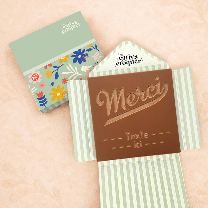 Carte � Croquer - Mod�le Merci Chocolat Lait Enveloppe Mod�le Fleurs
