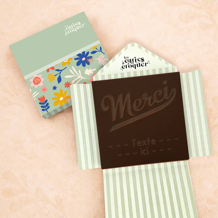 Carte � Croquer - Mod�le Merci Chocolat Noir Enveloppe Mod�le Fleurs