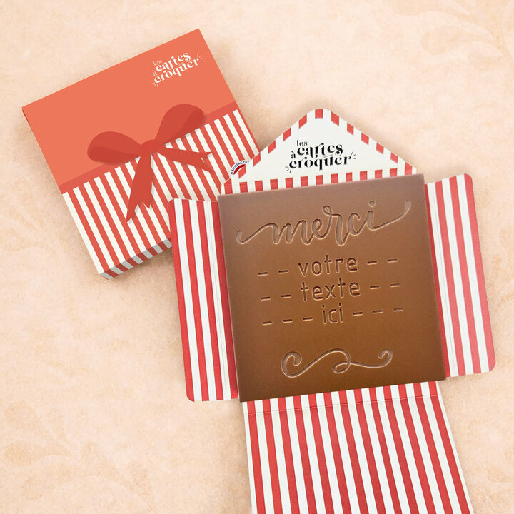 Carte � Croquer - Mod�le Merci Arabesque Chocolat Lait Enveloppe Mod�le Cadeau
