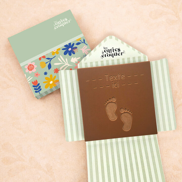 Carte � Croquer - Mod�le Petits Pieds Chocolat Lait Enveloppe Mod�le Fleurs