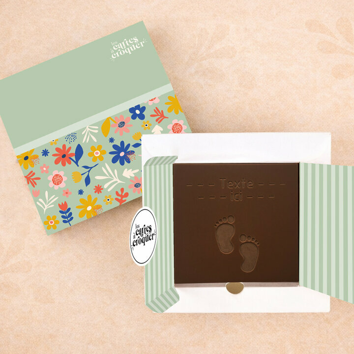 Carte � Croquer - Mod�le Petits Pieds Chocolat Noir Coffret Mod�le Fleurs