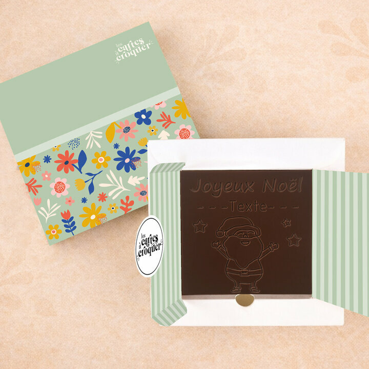 Carte � Croquer - Mod�le Petit p�re No�l Chocolat Noir Coffret Mod�le Fleurs
