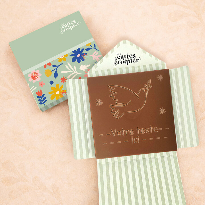 Carte � Croquer - Mod�le Colombe Chocolat Lait Enveloppe Mod�le Fleurs