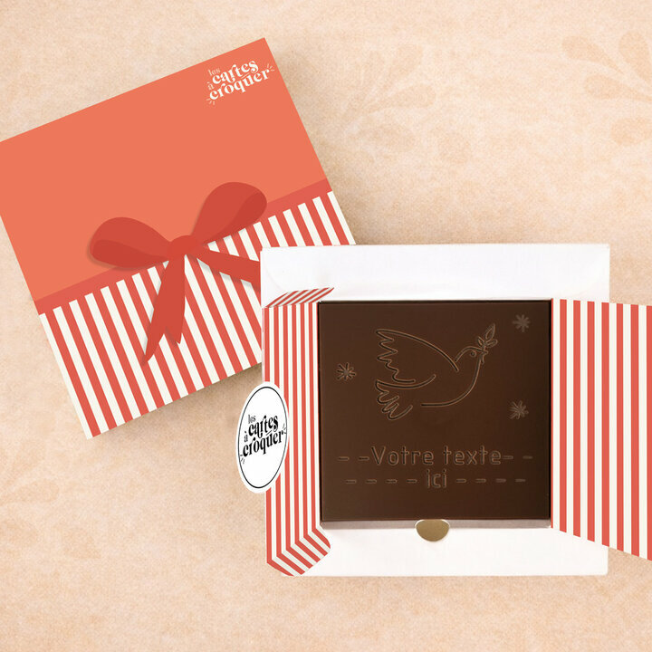 Carte � Croquer - Mod�le Colombe Chocolat Noir Coffret Mod�le Cadeau