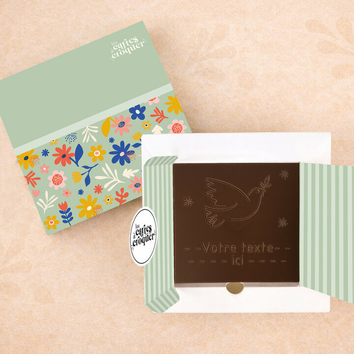 Carte � Croquer - Mod�le Colombe Chocolat Noir Coffret Mod�le Fleurs