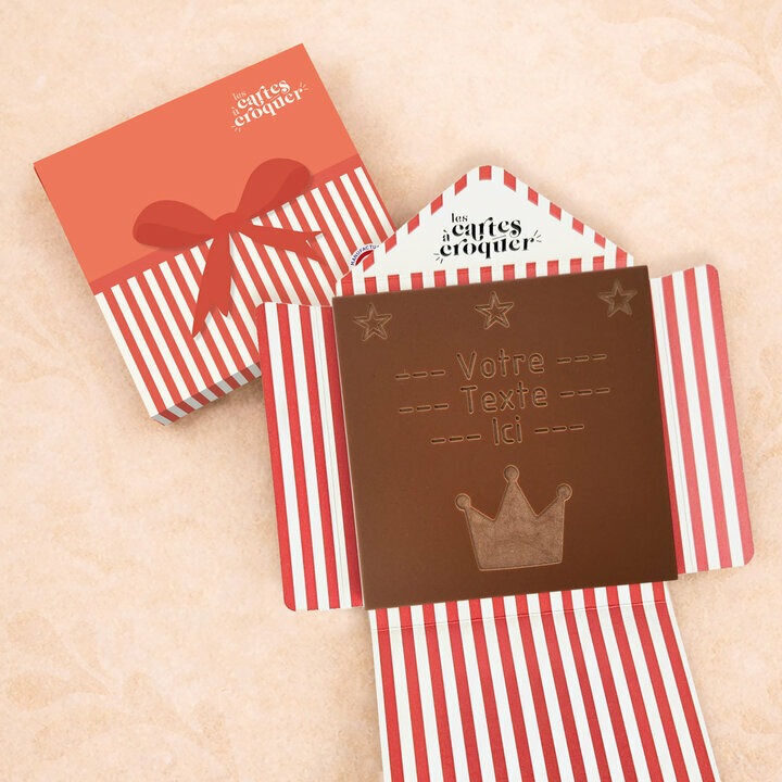 Carte � Croquer - Mod�le Couronne & Etoiles Chocolat Lait Enveloppe Mod�le Cadeau