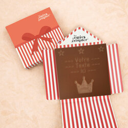 Carte � Croquer - Mod�le Couronne & Etoiles Chocolat Lait Enveloppe Mod�le Cadeau