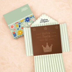Carte � Croquer - Mod�le Couronne & Etoiles Chocolat Lait Enveloppe Mod�le Fleurs